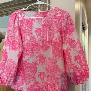 Lilly Pulitzer Pink Tropical Print Blouse